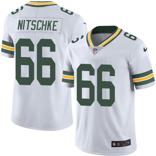 Men's Elite Ray Nitschke Nike Jersey White - #66 Rush NFL Green Bay Packers